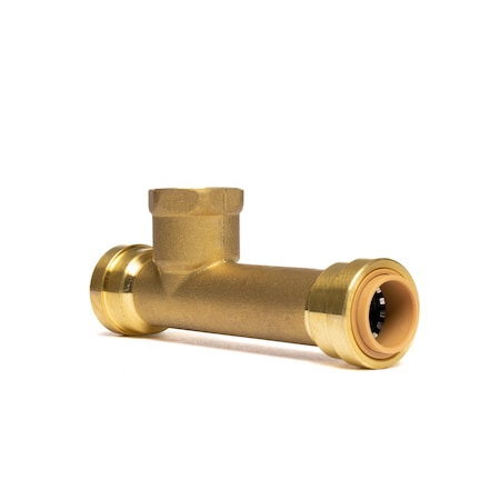Quickfitting 1/2in Push-to-Connect x 1/2in Push-to-Connect x 1/2in FNPT Brass Female Slip Tee Adapter Fitting LF8147FR